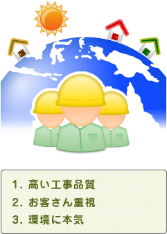 1.高い浩司品質 2.お客重視 3.環境に本気